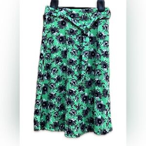 HL Floral Midi Skirt Green Grey Black Size: Small